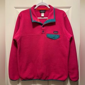 Patagonia Synchilla Snap-T Pullover Women’s Large Color Pink with Teal accent